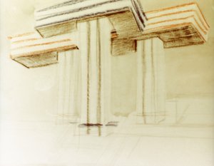 エル・リシツキー (ラザール・マルコビッチ・リシツキー) によって提案された、決して建設されなかった wolkenbugel (雲と鉄) の建物の設計図 作： Eliezer Markowich Lissitzky
