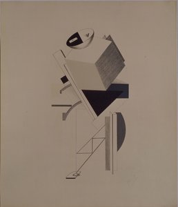 強い男。オペラの置物、A。クルシェニク作「太陽の下での勝利」、1920〜1921年 作： Eliezer Markowich Lissitzky