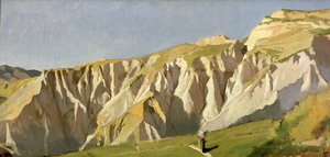 ヴォルテッラの断崖（油彩・パネル） 作： Elihu Vedder