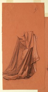 デッサン、ドレープ（油彩画「婚礼の行列」または「ダンス」のための習作、1872-79年 作： エリフ・ヴェダー