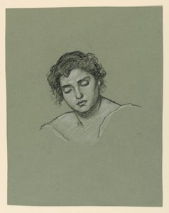 デッサン、女性の頭部、1885年頃 作： エリフ・ヴェダー