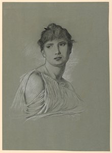 デッサン、若い女性の肖像画、1885年頃 作： エリフ・ヴェダー