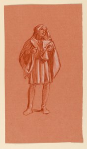 素描、頭巾を被った人物の習作、1885年頃 作： エリフ・ヴェダー