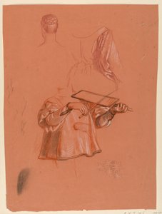 デッサン、人物とドレープの習作、1885年頃 作： エリフ・ヴェダー