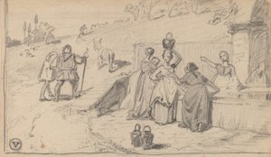 父と息子、c。 1859年。 作： Elihu Vedder
