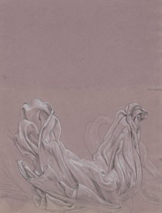 図の研究 (直腸); ドレープ研究 (裏面) 作： Elihu Vedder