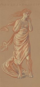 立っているドレープの女性像、1872-77年（織り紙にクレヨン） 作： Elihu Vedder