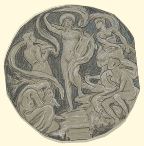 ハンティントン天井のセンターサークルの研究; アポロとアテンダント 作： Elihu Vedder
