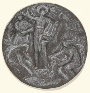 ハンティントン天井のトンド中心の習作：アポロと四季 作： Elihu Vedder