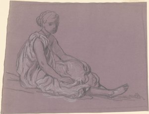 ギリシャの女の子の入浴のための研究、c。 1872年。 作： Elihu Vedder