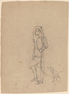 ハンターと犬の研究、c。 1858年。 作： Elihu Vedder