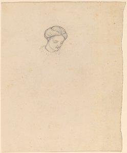 女の子の頭の研究、c。 1858年。 作： Elihu Vedder