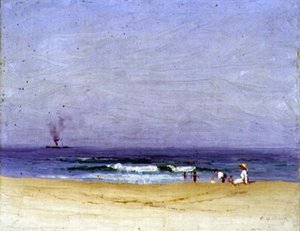 オンザビーチ（油彩・キャンバス 作： Elioth Gruner