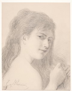 髪を編む女性のバスト 作： Elisabeth Jerichau Baumann