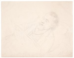ソファに横になって新聞を読んでいる J. A. Jerichau の習作 作： Elisabeth Jerichau Baumann
