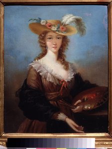 自画像。 マリー ルイーズ エリザベス ヴィジェ ルブラン (1755-1842) の絵画。 キャンバスに油彩、40 x 33 cm