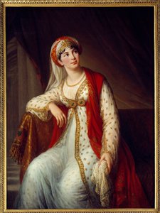 イタリアの歌手ジュゼッピーナ・グラッシーニ（1773-1850）の肖像。ヴォルテールの同名の戯曲（1694-1746）のザイール役で、ナポレオン・ボナパルトやウェリントン公爵の愛人だった。絵画：マリー・エリザベート・ルイーズ・ヴィジェ・ル・ブラン（ou Vige 作： Elisabeth Louise Vigee Lebrun