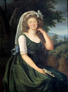 ルイ15世の愛妾であったデュ・バリー伯爵夫人（またはマダム）ジャンヌ・ベキュ（1743年～1793年）の肖像、46歳の時にルーヴシエンヌで マリー・エリザベート・ルイーズ・ヴィジェ・ル・ブラン（またはヴィジェ・ルブラン、またはヴィジェ・ルブラン）（1755年～1842年）が描いたもの。1789年9月
