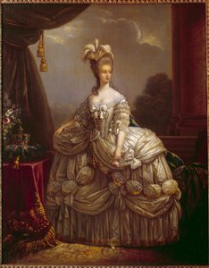 ロレーヌ・ハプスブルクによるマリー・アントワネットの肖像（1755～1793） フランス王妃 マリー・エリザベート・ルイーズ・ヴィジェ・ル・ブラン（またはヴィジェ・ルブラン、またはヴィジェ・ルブラン）による絵画（1755～1842） 18世紀 コンピエーニュ、国立シャトー美術館蔵 作： Elisabeth Louise Vigee Lebrun