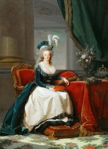 フランスの女王マリーアントワネットの肖像1755-1793、1788年頃。 作： Elisabeth Louise Vigee Lebrun