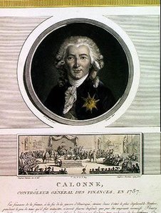 チャールズレヴァチェス（fl.1760-1820）によって刻まれたルイ16世（1754-93）の財政の総司令官、シャルルアレクサンドルデカロンヌ（1734-1802）およびジャンデュプレシベルタウの 『名誉の総会』 作： Elisabeth Louise after Vigee Lebrun