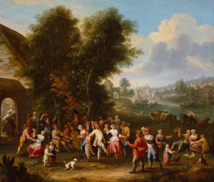 A Village Kermesse (キャンバスに油彩) 作： Elisabeth Seldron