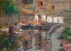洗濯婦、ポンテベドラ、c1904 作： Eliseo Meifren y Roig