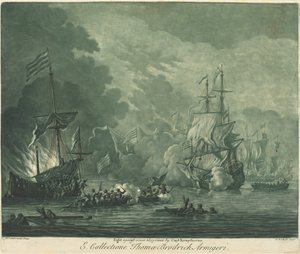 7人のアルジェリンと戦う 作： Elisha Kirkall after Willem van de Velde the Elder