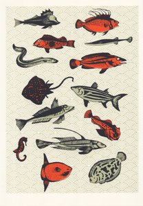 オレンジ色の日本の魚」2015年（スクリーンプリント 作： Eliza Southwood
