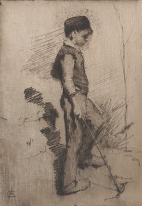 棒を持った少年、1881～83年。 作： Elizabeth Adela Forbes