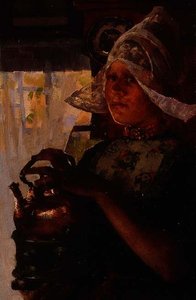 オランダの少女Betje（油彩・パネル 作： Elizabeth Adela Stanhope Forbes
