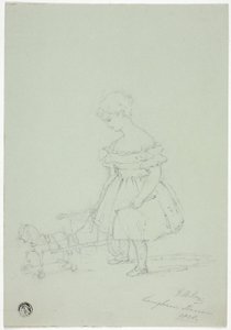 ランガム ハウスでおもちゃの馬を持つ少女 作： Elizabeth Murray