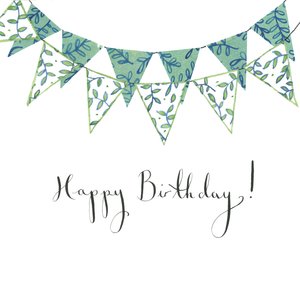 Happy Birthday Bunting, 2018（水彩、コラージュ）