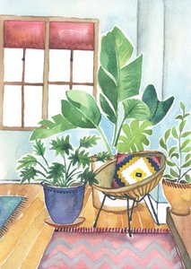 観葉植物、2018年（水彩画）