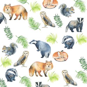 森の動物たち, 2017 (水彩)
