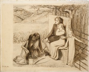 2 人の恋人、1854 年 作： Elizabeth Siddal