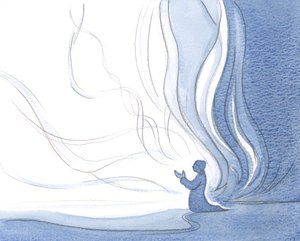 キリストに捧げられた魂は、キリスト自身の光がその魂を通り抜けて変容するので、すべて火のようです、2000年（紙にw - c） 作： Elizabeth Wang