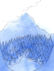 天国への道に沿って：2003年の暗い道よりも聖なる山の明るい頂上に目を向けたほうがいいです（紙にw - c） 作： Elizabeth Wang