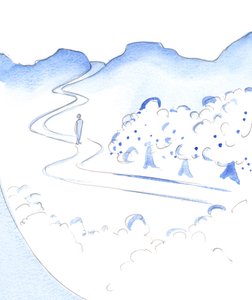 霊的生活の高い山頂の中には、肥沃な谷、神の庭があります。 「これはエデンです」、2002年（紙にw - c） 作： Elizabeth Wang