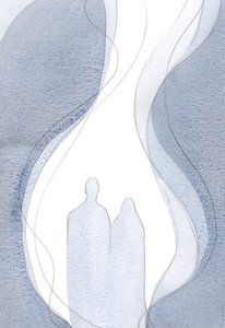 私が祈ったとき、キリストと彼の母との交わりの中で、私の小さな祈りの炎は、昇順の大きな炎の一部でした。、2001年（紙にw - c） 作： Elizabeth Wang
