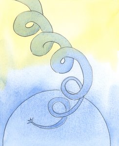 豆の木が空に向かって高く成長するにつれて、私たちの精神的な生活は2003年に天国に向かって「成長」するはずです（紙にw - c） 作： Elizabeth Wang