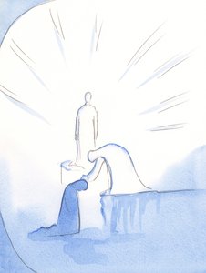 台座から曲がるように、聖母は手を伸ばして私の頭を撫でました。彼女は他の人に彼女のことを喜んで話す人々を喜ばせます、2002年（紙にw - c）
