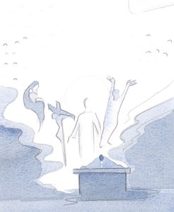 ミサでは、2001年のキリストの生涯のすべての謎に立ち会います（紙にw - c） 作： Elizabeth Wang