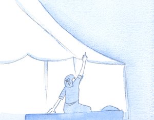 祈りの真の悔い改めのほんのわずかな部分で、それはまるで私たちが神に触れているかのようです。神は雨のように彼の許しを注ぎます、2002年（紙にw - c） 作： Elizabeth Wang