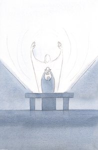ささげ物で、キリストは私たちに代わって、父に腕を伸ばして懇願しました。、2000年（紙にw - c） 作： Elizabeth Wang