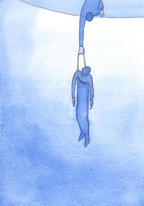 愛情深い祈りの単なる糸によって、私たちは誰かを危険から守り、神の光に向かって引き寄せることができます、2002年（紙にw - c） 作： Elizabeth Wang