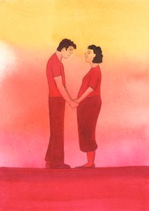 避妊の実践を含め、結婚の中で罪を避けることによって、夫と妻は神への従順を示し、お互いへの愛を表現します、2002年（紙にw - c） 作： Elizabeth Wang