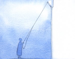 自分の弱さとわがままな希望を告白することで、まるで自分の魂の中に高い窓を開けたかのようです。 2002年内に光が降り注ぐ（紙にw - c） 作： Elizabeth Wang