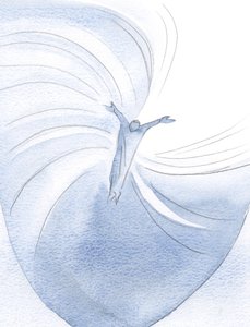 祈りの中で神に身をゆだねることによって、私たちは三人の神の人の人生と愛に没頭します、2000年（紙にw - c） 作： Elizabeth Wang