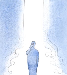 十字架の印と使徒的祝福の受け入れによって、神の力が注ぎ出され、恵みと至福が増しました。、2001年（紙にw - c） 作： Elizabeth Wang